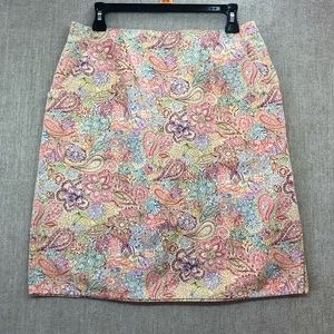 Talbots Multicolored Floral Paisley Print Side Zip Mini Skirt Size 12